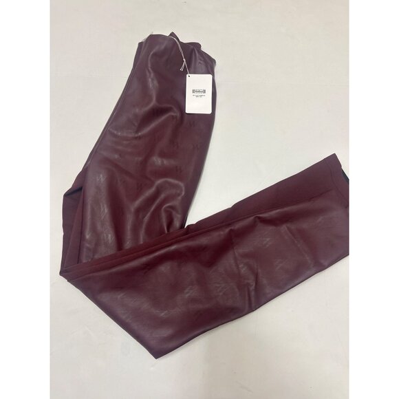 WOLFORD Net Vegan Leather Leggings Port Royale WINE BURGUNDY Size 38 NWT - Picture 4 of 6